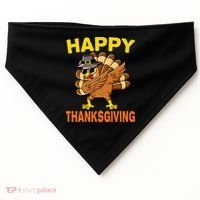 Happy Thanksgiving Pilgrim Turkey USA-Made Doggie Bandana thumb 0