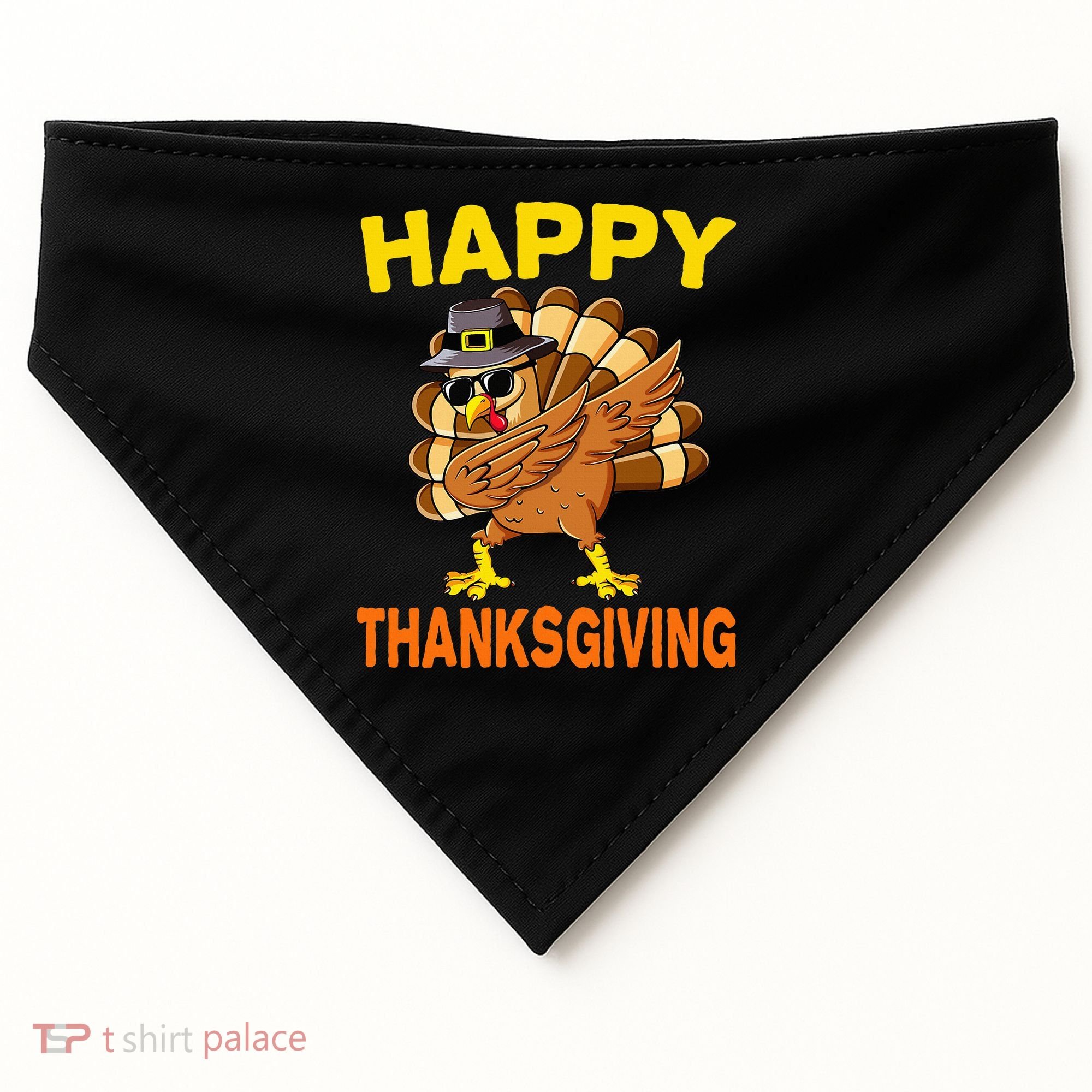 Happy Thanksgiving Pilgrim Turkey USA-Made Doggie Bandana