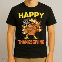 Happy Thanksgiving Pilgrim Turkey T-Shirt thumb 3