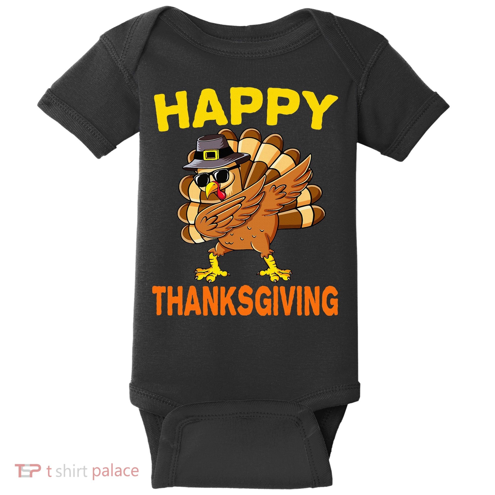 Happy Thanksgiving Pilgrim Turkey Baby Bodysuit