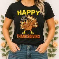 Happy Thanksgiving Pilgrim Turkey Women's T-Shirt thumb 2