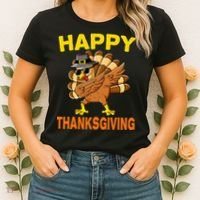 Happy Thanksgiving Pilgrim Turkey Women's T-Shirt thumb 2