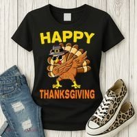 Happy Thanksgiving Pilgrim Turkey Women's T-Shirt thumb 3