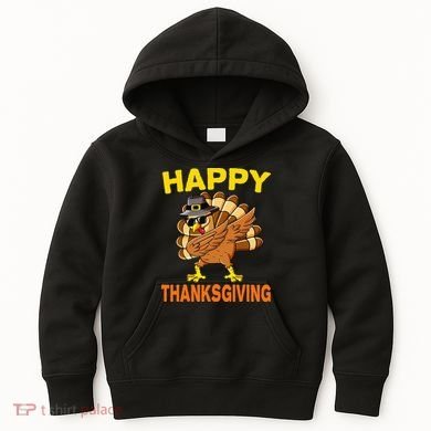 Happy Thanksgiving Pilgrim Turkey Kids Hoodie