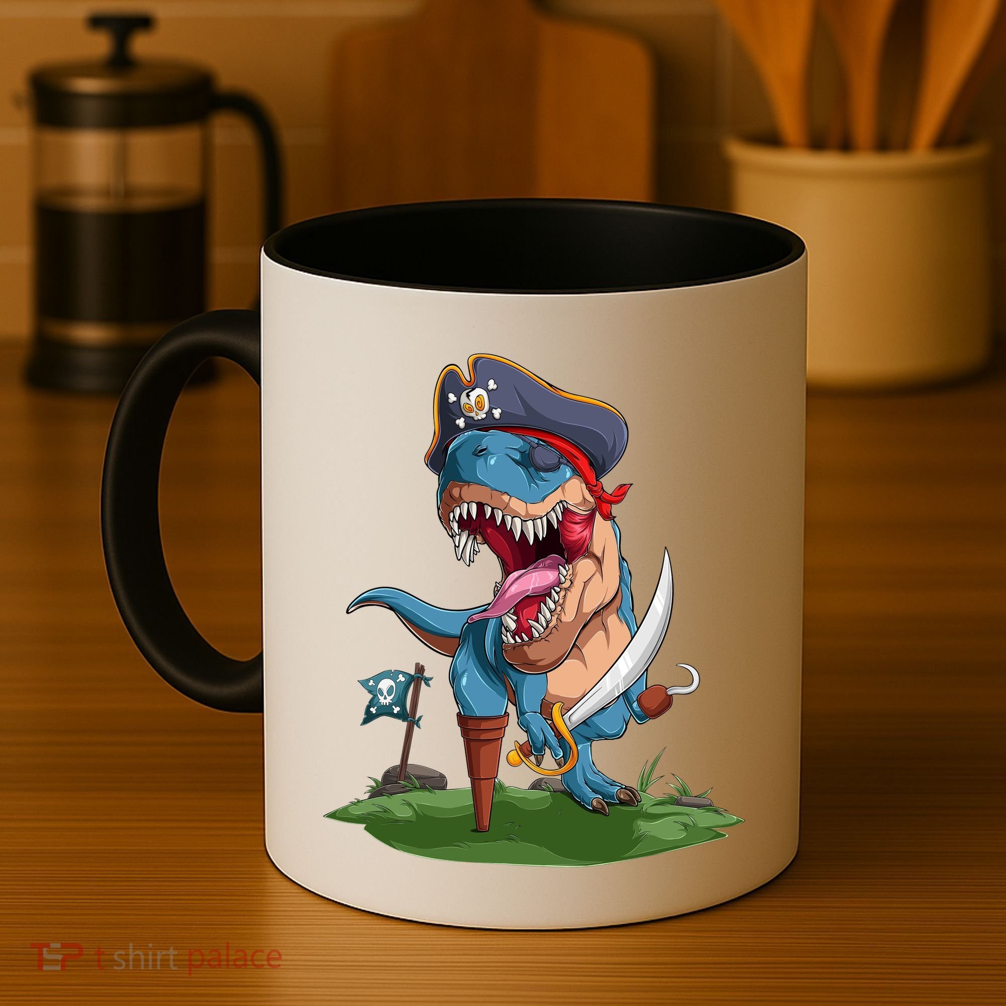 Halloween TRex Pirate Costume Coffee Mug
