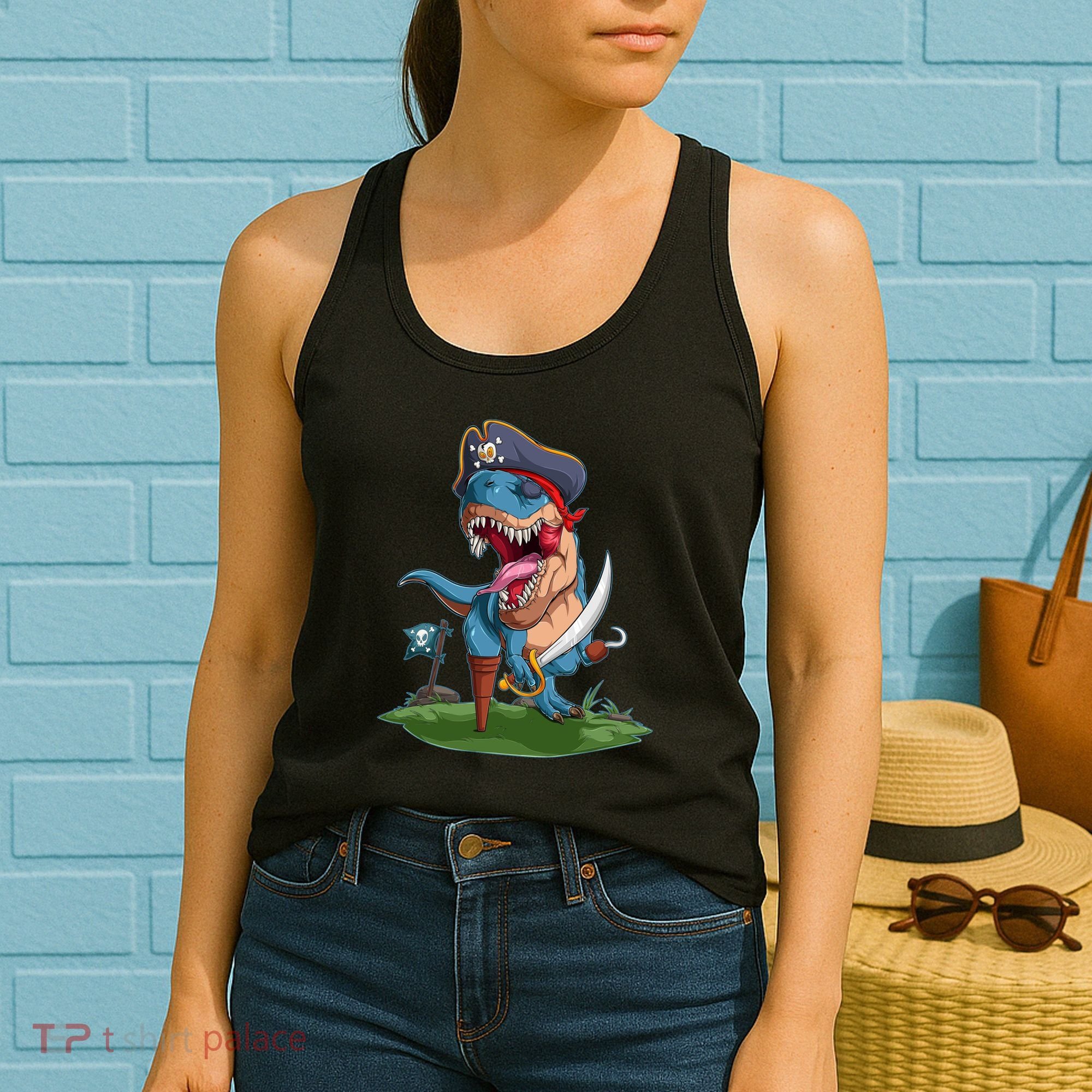 Halloween TRex Pirate Costume Women's Tank Top