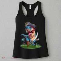 Halloween TRex Pirate Costume Women's Tank Top thumb 3