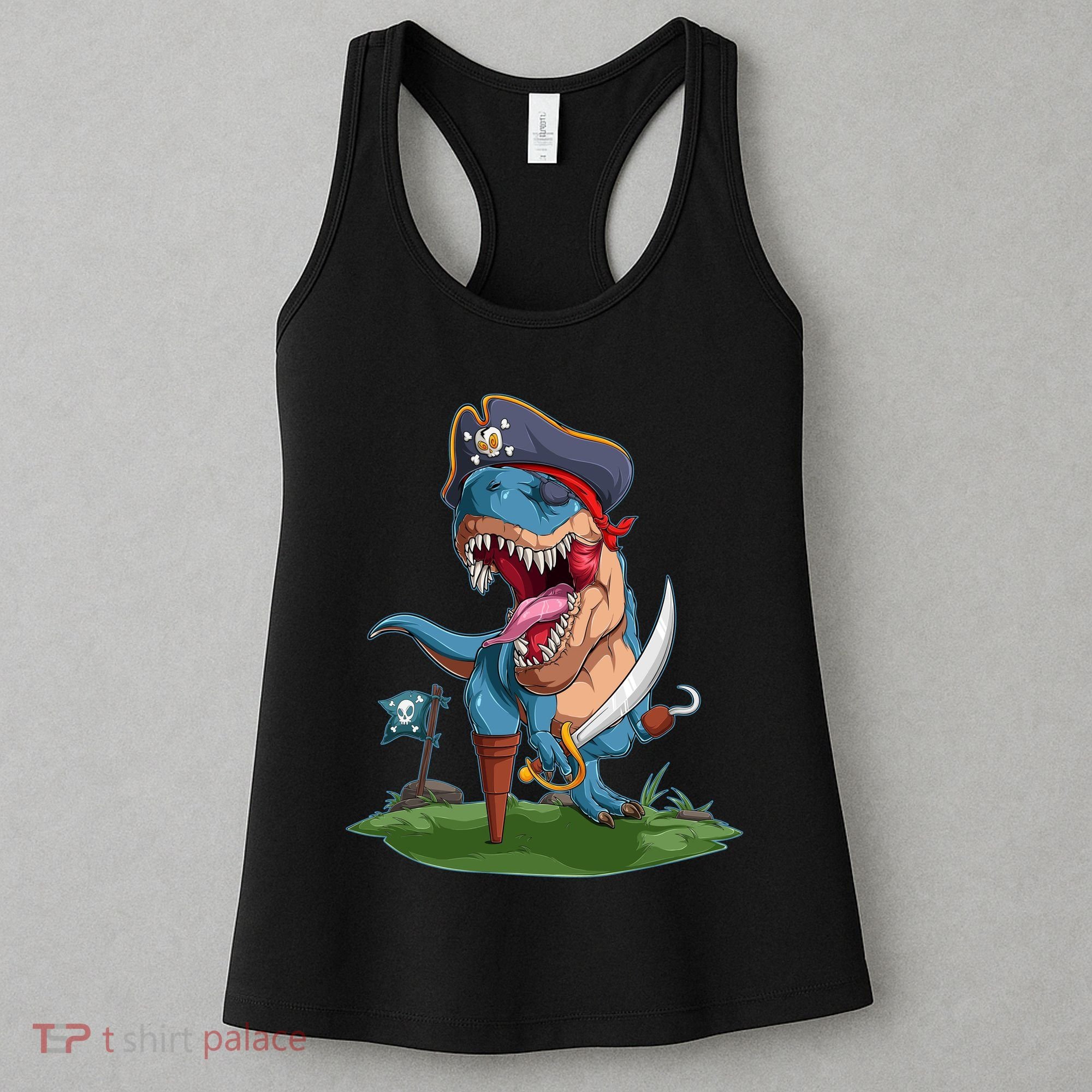 Halloween TRex Pirate Costume Women's Tank Top