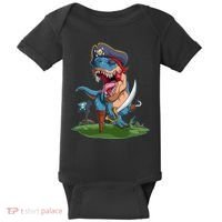 Halloween TRex Pirate Costume Baby Bodysuit thumb 0