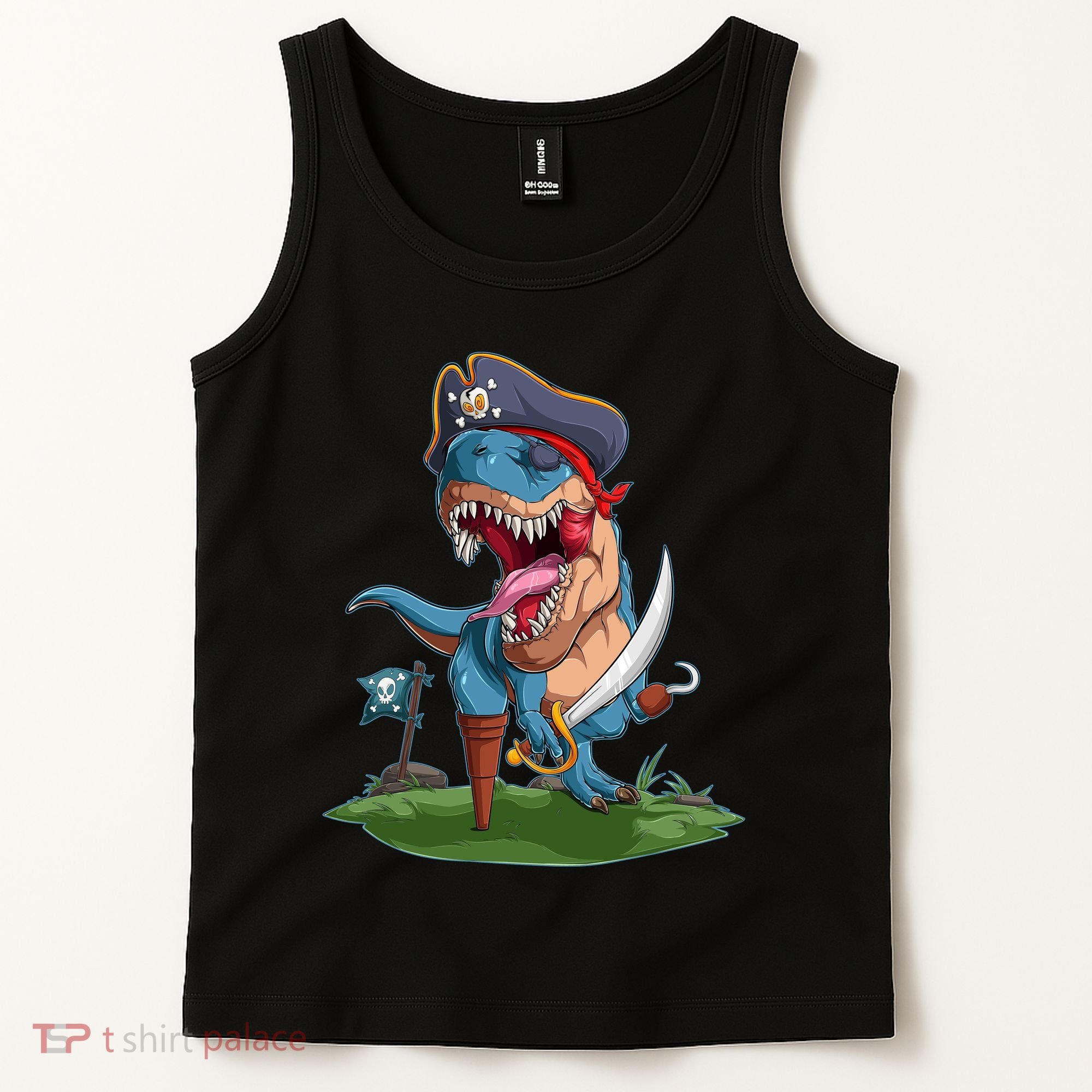 Halloween TRex Pirate Costume Tank Top