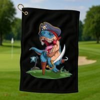 Halloween TRex Pirate Costume Golf Towel thumb 1
