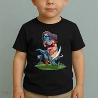 Halloween TRex Pirate Costume Toddler T-Shirt thumb 2