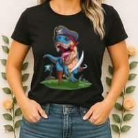 Halloween TRex Pirate Costume Women's T-Shirt thumb 2