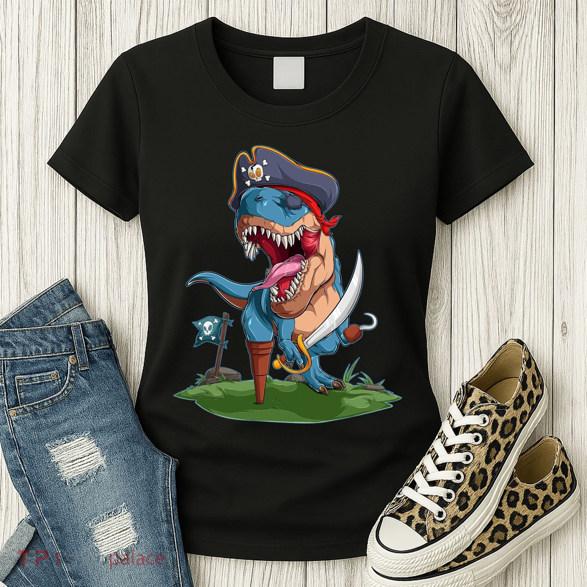 Halloween TRex Pirate Costume Women's T-Shirt