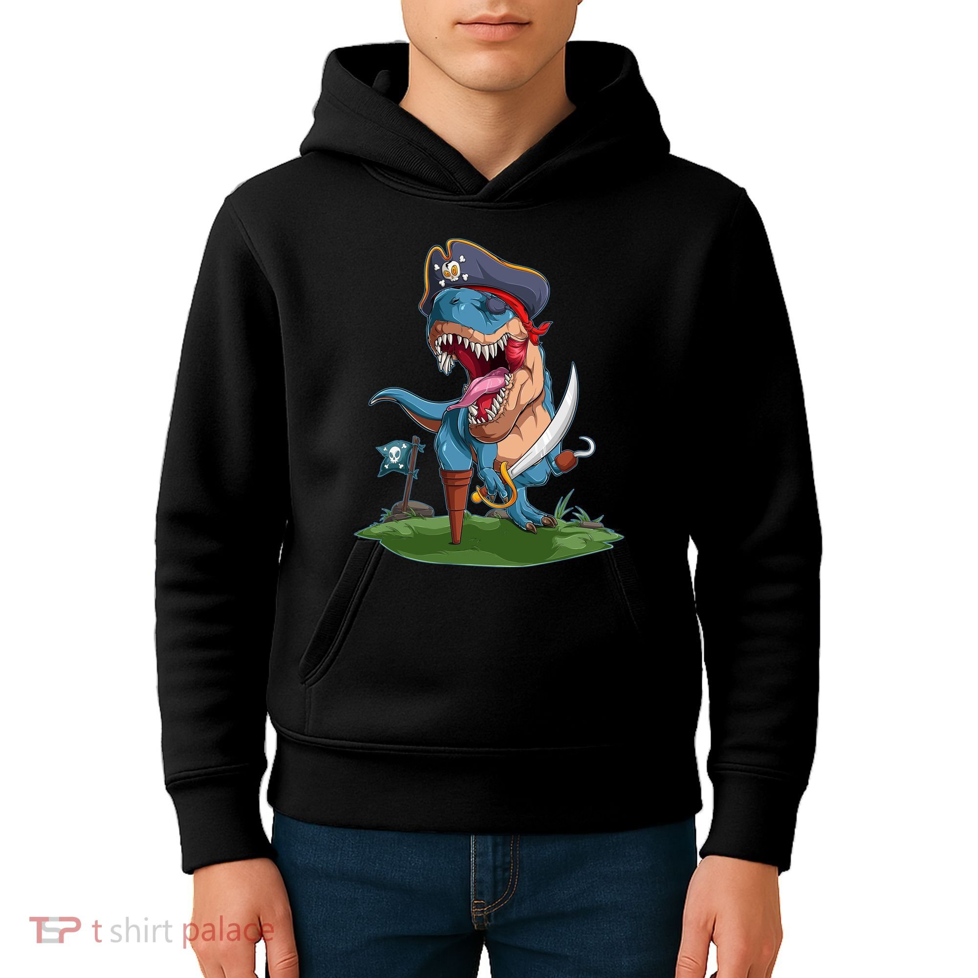 Halloween TRex Pirate Costume Kids Hoodie