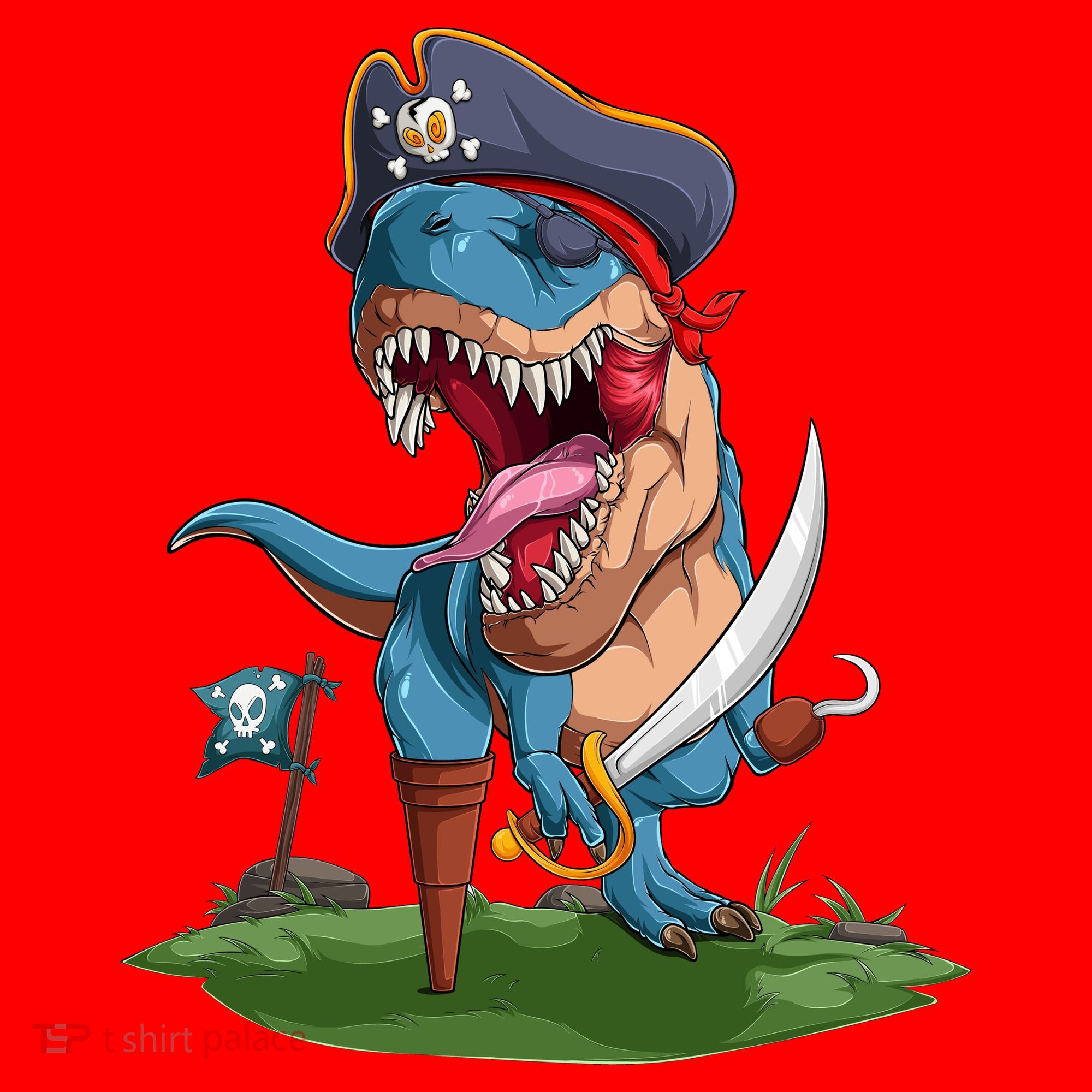 Halloween TRex Pirate Costume Santa Hat