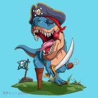 Halloween TRex Pirate Costume Button thumb 1