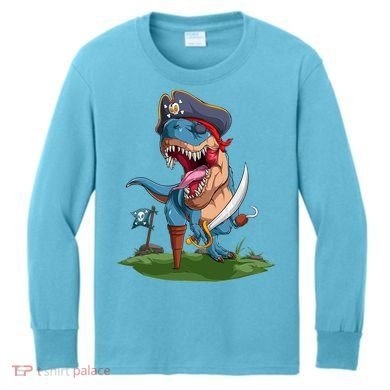 Halloween TRex Pirate Costume Kids Long Sleeve Shirt