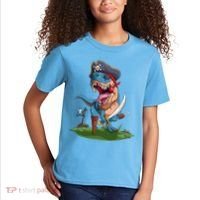 Halloween TRex Pirate Costume Kids T-Shirt thumb 2