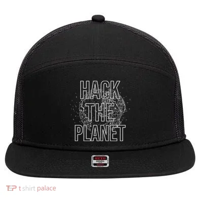 Hack The Planet Coder Gift 7 Panel Mesh Trucker Snapback Hat