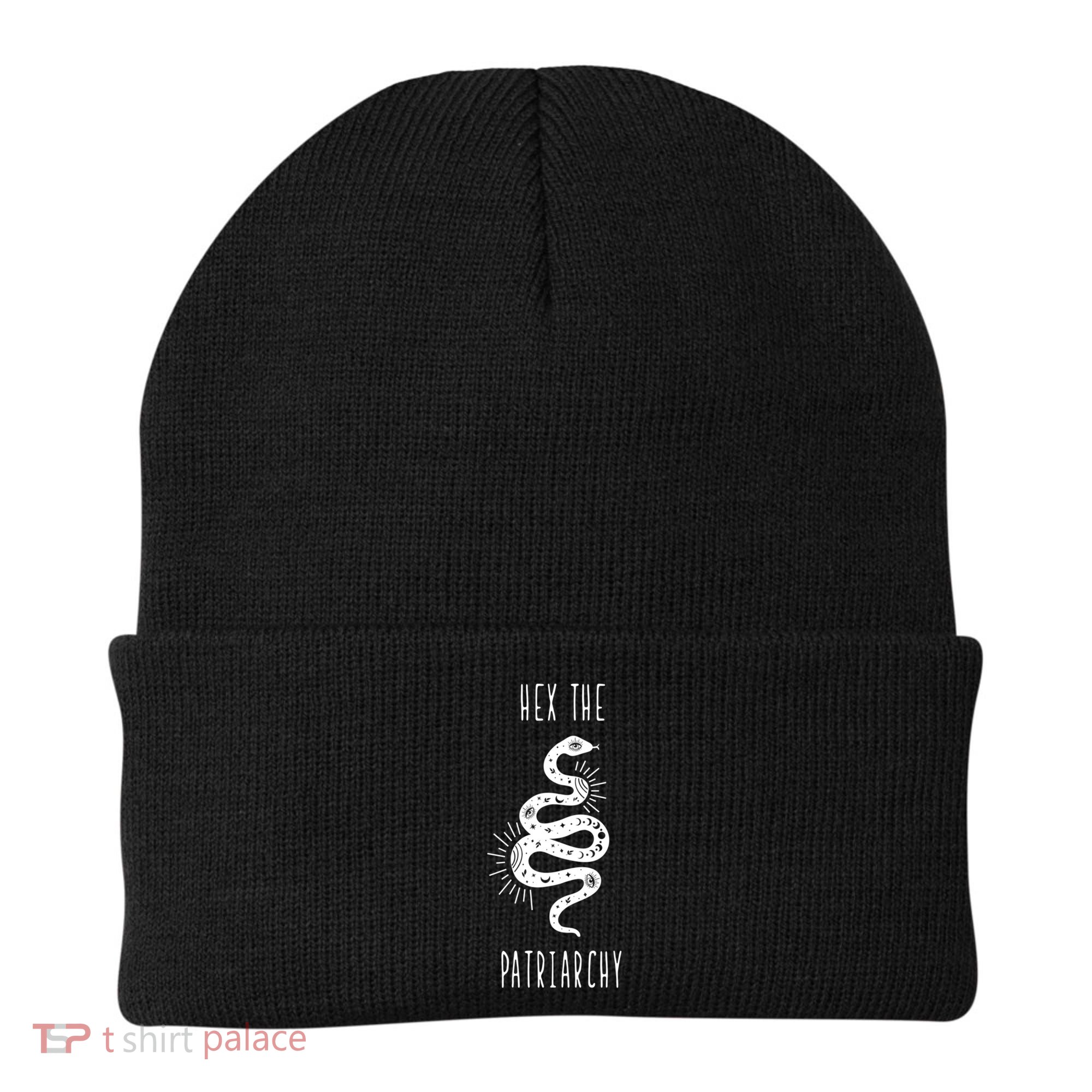Hex The Patriarchy Witch Tarot Feminism Witchcraft Snake Gift Beanie