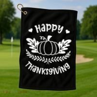 Happy Thanksgiving Pumpkin Cute Golf Towel thumb 1