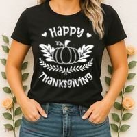 Happy Thanksgiving Pumpkin Cute Women's T-Shirt thumb 2