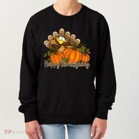 Happy Thanksgiving Pumpkins Fall Autumn Cute Turkey Women's Sweatshirt thumb 0
