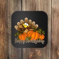 Happy Thanksgiving Pumpkins Fall Autumn Cute Turkey Coaster thumb 0