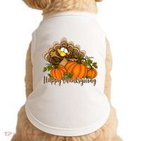 Happy Thanksgiving Pumpkins Fall Autumn Cute Turkey Doggie Tank thumb 0