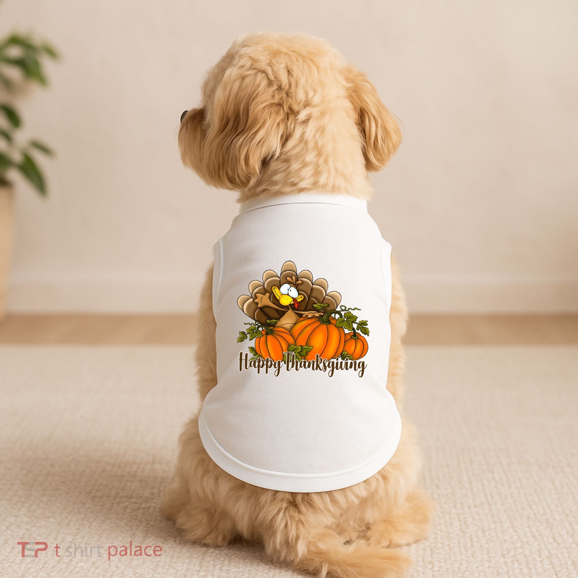 Happy Thanksgiving Pumpkins Fall Autumn Cute Turkey Doggie Tank