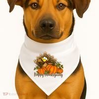 Happy Thanksgiving Pumpkins Fall Autumn Cute Turkey USA-Made Doggie Bandana thumb 1