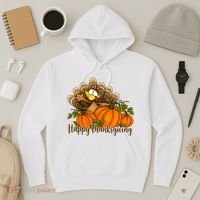 Happy Thanksgiving Pumpkins Fall Autumn Cute Turkey Hoodie thumb 3