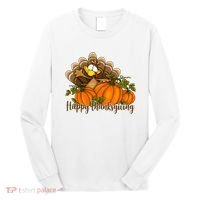 Happy Thanksgiving Pumpkins Fall Autumn Cute Turkey Long Sleeve Shirt thumb 0
