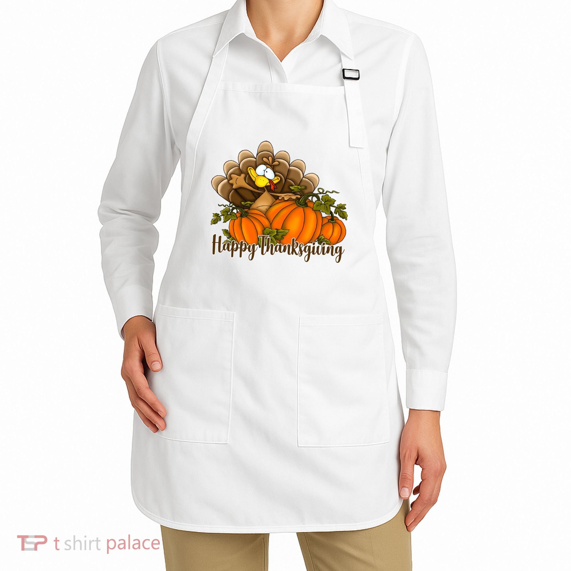Happy Thanksgiving Pumpkins Fall Autumn Cute Turkey Apron