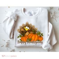 Happy Thanksgiving Pumpkins Fall Autumn Cute Turkey Sweatshirt thumb 2