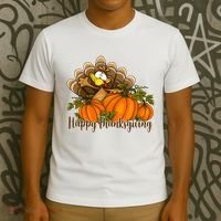 Happy Thanksgiving Pumpkins Fall Autumn Cute Turkey T-Shirt thumb 3