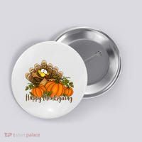 Happy Thanksgiving Pumpkins Fall Autumn Cute Turkey Button thumb 0