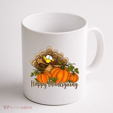 Happy Thanksgiving Pumpkins Fall Autumn Cute Turkey Coffee Mug back