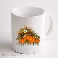 Happy Thanksgiving Pumpkins Fall Autumn Cute Turkey Coffee Mug thumb 1