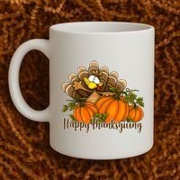 Happy Thanksgiving Pumpkins Fall Autumn Cute Turkey Coffee Mug thumb 2