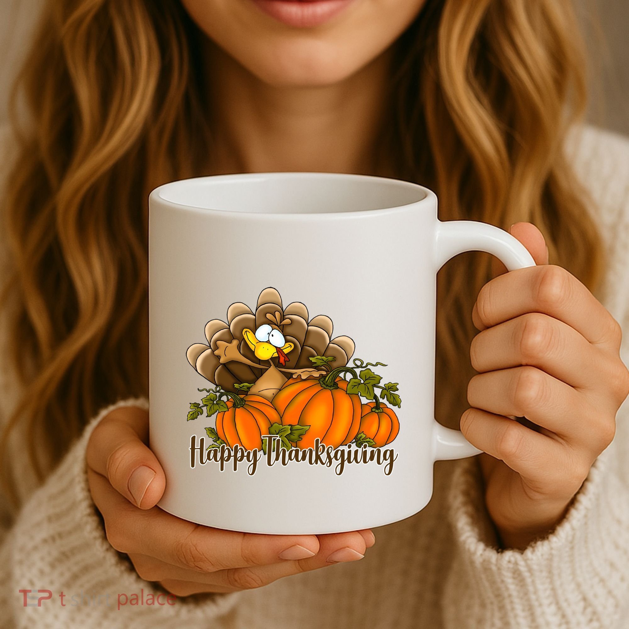 Happy Thanksgiving Pumpkins Fall Autumn Cute Turkey Coffee Mug