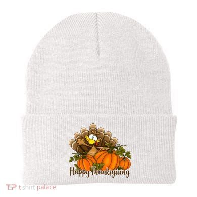 Happy Thanksgiving Pumpkins Fall Autumn Cute Turkey Beanie