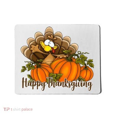 Happy Thanksgiving Pumpkins Fall Autumn Cute Turkey Mousepad