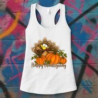 Happy Thanksgiving Pumpkins Fall Autumn Cute Turkey Women's Tank Top thumb 3