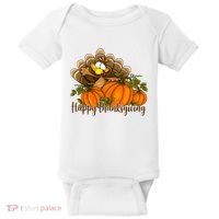 Happy Thanksgiving Pumpkins Fall Autumn Cute Turkey Baby Bodysuit thumb 0