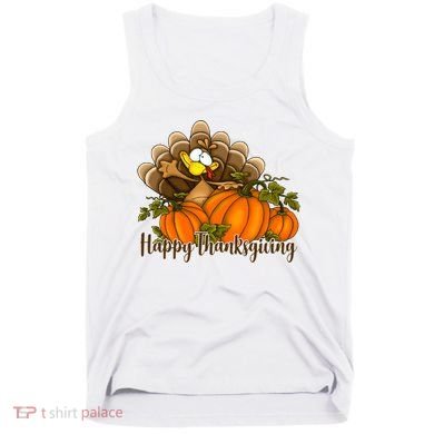 Happy Thanksgiving Pumpkins Fall Autumn Cute Turkey Tank Top