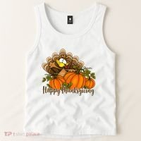 Happy Thanksgiving Pumpkins Fall Autumn Cute Turkey Tank Top thumb 2