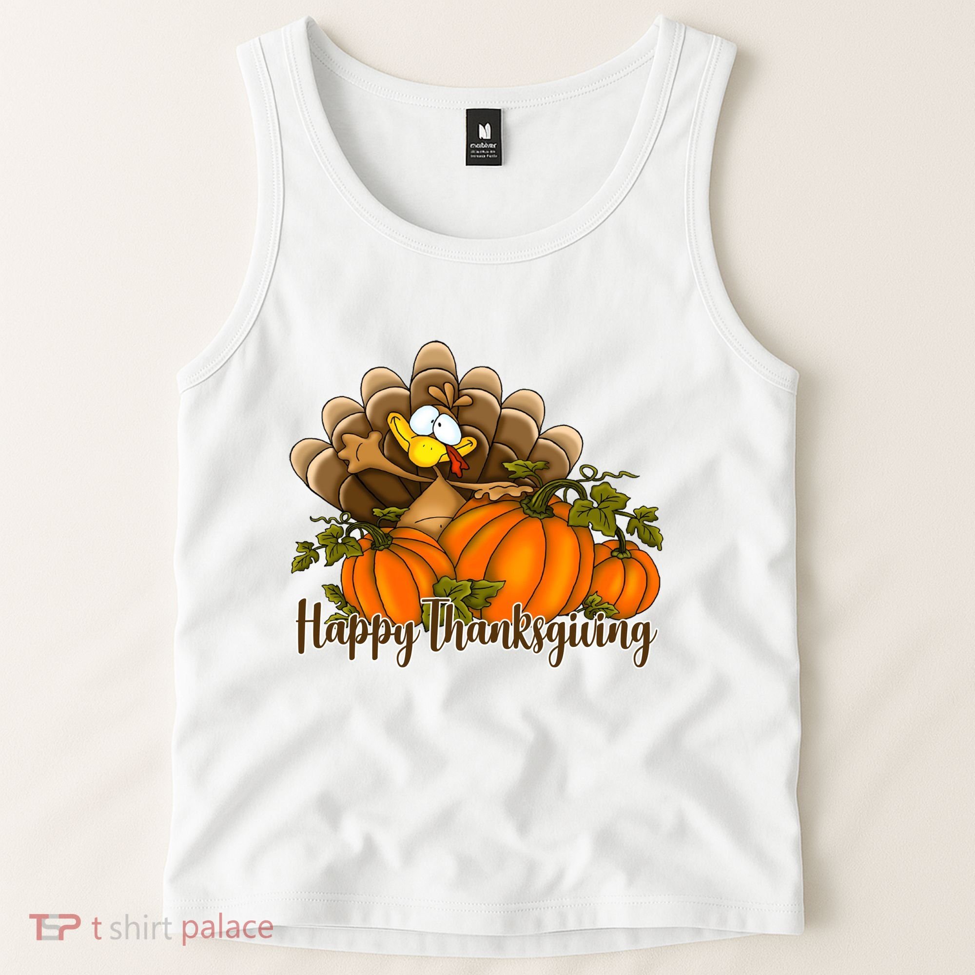 Happy Thanksgiving Pumpkins Fall Autumn Cute Turkey Tank Top