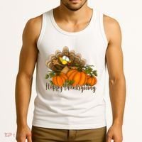 Happy Thanksgiving Pumpkins Fall Autumn Cute Turkey Tank Top thumb 3